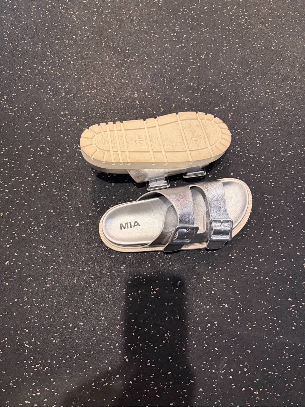 MIA Women’s Silver Double-Buckle Slide Sandals - Picture 2 of 2